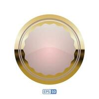 Creamy gold circle glossy button. vector