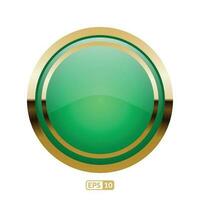 Green luxury glossy circle button vector