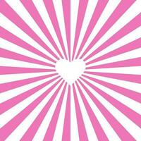 Pink swirling pattern background. Vortex starburst spiral twirl square with white heart. Helix rotation rays. Converging scalable stripes. Vector illustration