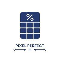 Percentage calculator black solid desktop icon. Tax rate. Loan interest. Investment return. Pixel perfect, outline 2px. Silhouette symbol on white space. Glyph pictogram. Isolated vector image