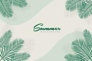 Summer Background with green tones and pine green palm leaves on the corner of the frame. Summer background Landscape, header, and card. vector