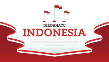 August 17th Indonesia Independence Day Background Template, template design with red and white Indonesian flag waving. vector