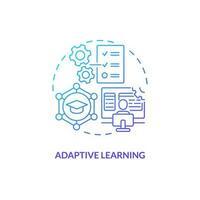 Thin line gradient icon representing adaptive learning in AI, isolated vector illustration, futuristic education.