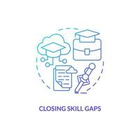 Thin line gradient icon representing closing skill gaps, isolated vector illustration of futuristic learning, innovation in education.
