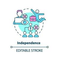 Independence concept icon. Freedom of choice. Self motivation. No control. Job change. Digital nomad. Independent worker abstract idea thin line illustration. Isolated outline drawing. Editable stroke vector