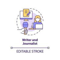 Writer and journalist concept icon. Online blog. Internet media. Earn online. Freelance work. Content creation abstract idea thin line illustration. Isolated outline drawing. Editable stroke vector