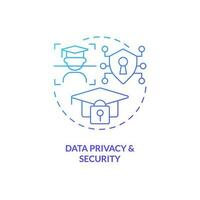 Thin line gradient icon representing data privacy and security in AI, isolated vector illustration, futuristic education.