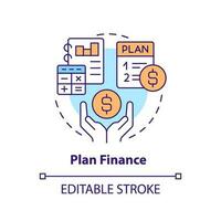 Plan finance concept icon. Living expenses. Personal budget. Enough money. Leaving job. Wealth management abstract idea thin line illustration. Isolated outline drawing. Editable stroke vector