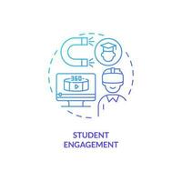 Thin line gradient icon representing AI in student engagement, isolated vector illustration, innovation in education.