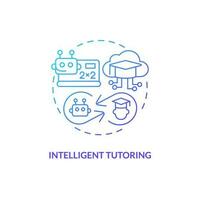 Thin line gradient icon representing intelligent tutoring in AI, isolated vector illustration, futuristic education.