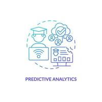 Thin line gradient icon representing predictive analytics in AI education, isolated vector illustration, innovation in education.