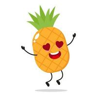 Single Fall In Love Pineapple Fruit Jumping In The Air Vector Illustration