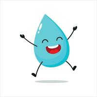 happy water drop cartoon jump in the air. aqua activity vector illustration flat design