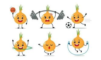Onion Exercise Sport Different Activity Vector Illustration Sticker Character