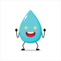 excited water drop with shiny eyes. aqua activity vector illustration flat design.