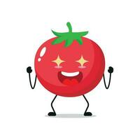 Single Excited Tomato With Shiny Eyes Vector Illustration