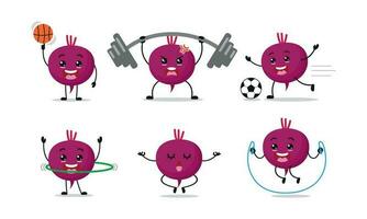 Beet Exercise Sport Different Activity Vector Illustration Sticker Character