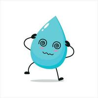 drunk water drop hold dizzy head. aqua activity vector illustration flat design.