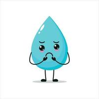 sad water drop cartoon stand alone. aqua activity vector illustration flat design.