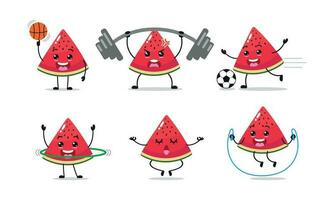 Slice Watermelon Sport Exercise With Different Activity vector