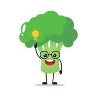 linda melancólico brócoli personaje. gracioso triste brócoli dibujos animados emoticon en plano estilo. vegetal emoji vector ilustración