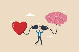 emocional inteligencia, ei o controlar sensación y emoción con lógico pensando cerebro, empatía o social habilidad, yo controlar o equilibrar concepto, hombre conectar corazón sensación con lógico pensando cerebro. vector