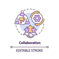 Collaboration concept icon. Social organizations partnership. Form of advocacy abstract idea thin line illustration. Isolated outline drawing. Editable stroke vector