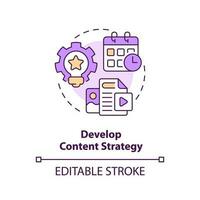Develop content strategy concept icon. Social media feature for advocacy abstract idea thin line illustration. Isolated outline drawing. Editable stroke vector