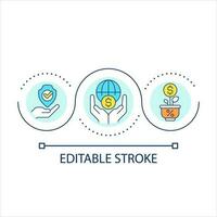 Global protection of investment loop concept icon. Opportunity to raise money. Financial safety abstract idea thin line illustration. Isolated outline drawing. Editable stroked vector