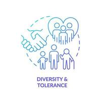 Diversity and tolerance blue gradient concept icon. Theme GCED addresses. Multiculturalism abstract idea thin line illustration. Isolated outline drawing vector