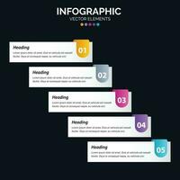 El vector de diseño de infografías de 5 pasos y el marketing se pueden utilizar para el diseño del flujo de trabajo