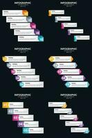 Vector 6 Infographics Pack Presentation slide template 5 Steps cycle diagrams and timelines