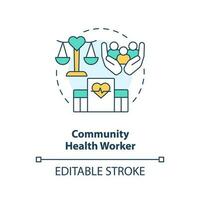 Community health worker concept icon. Social services improvement. Career in advocacy abstract idea thin line illustration. Isolated outline drawing. Editable stroke vector