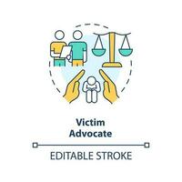 Victim advocate concept icon. Professional attorney support. Career in advocacy abstract idea thin line illustration. Isolated outline drawing. Editable stroke vector