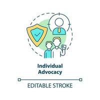 Individual advocacy concept icon. Service for client. Type of legal protection abstract idea thin line illustration. Isolated outline drawing. Editable stroke vector