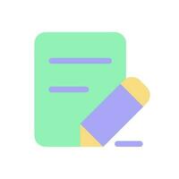 Edit text flat color ui icon. Handwriting feature. Document and pencil. Digital translator application. Simple filled element for mobile app. Colorful solid pictogram. Vector isolated RGB illustration