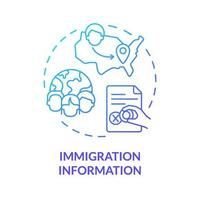 Immigration information blue gradient concept icon. Movement and relocation data. Family research record abstract idea thin line illustration. Isolated outline drawing vector