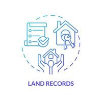 Land records blue gradient concept icon. Official documents. Real estate owner. Family research record abstract idea thin line illustration. Isolated outline drawing vector