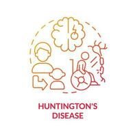 Huntington disease red gradient concept icon. Brain disorder. Gene mutation. Hered gradientitary disease abstract idea thin line illustration. Isolated outline drawing vector