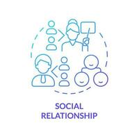 Social relationship blue gradient concept icon. Employee, employer relations. Genograms information abstract idea thin line illustration. Isolated outline drawing vector