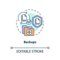 Backups concept icon. Data copy. Save information. Effective disaster recovery plan abstract idea thin line illustration. Isolated outline drawing. Editable stroke vector