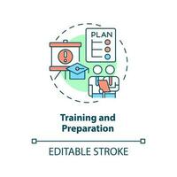 Training and preparation concept icon. Disaster recovery plan benefit abstract idea thin line illustration. Isolated outline drawing. Editable stroke vector
