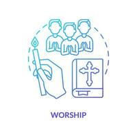 Worship blue gradient concept icon. Church service for believers. Religious practice in community abstract idea thin line illustration. Isolated outline drawing vector