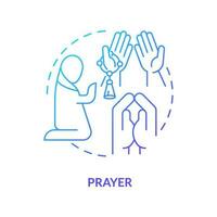 Prayer blue gradient concept icon. Sending affirmations to God. Communication. Religious practice abstract idea thin line illustration. Isolated outline drawing vector