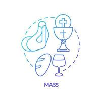 Mass blue gradient concept icon. Sacramental ritual in church. Holy symbols of Christ. Religious practice abstract idea thin line illustration. Isolated outline drawing vector