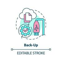 Back-up concept icon. Removable driver. Cloud storage. Type of disaster recovery abstract idea thin line illustration. Isolated outline drawing. Editable stroke vector