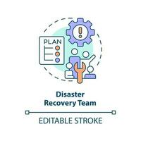 Disaster recovery team concept icon. Effective disaster recovery plan abstract idea thin line illustration. Isolated outline drawing. Editable stroke vector