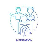 Meditation blue gradient concept icon. Focusing on spiritual thoughts. Religious practice and ritual abstract idea thin line illustration. Isolated outline drawing vector