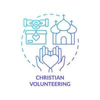 Christian volunteering blue gradient concept icon. Community service and charity. Modern Christianity abstract idea thin line illustration. Isolated outline drawing vector