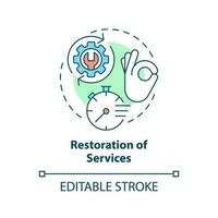 Restoration of services concept icon. Disaster recovery plan benefit abstract idea thin line illustration. Isolated outline drawing. Editable stroke vector